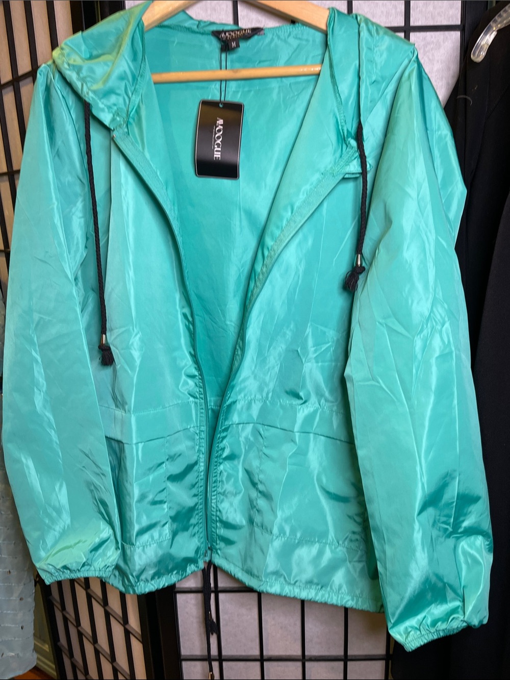 AVOOGUE  Women's Teal Hooded Windbreaker Jacket